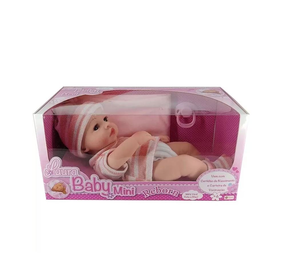 Boneca Bebe Reborn Laura Baby Mini Jolie 100% Vinil-Shiny Toys - Brinquedos  é na Bmtoys