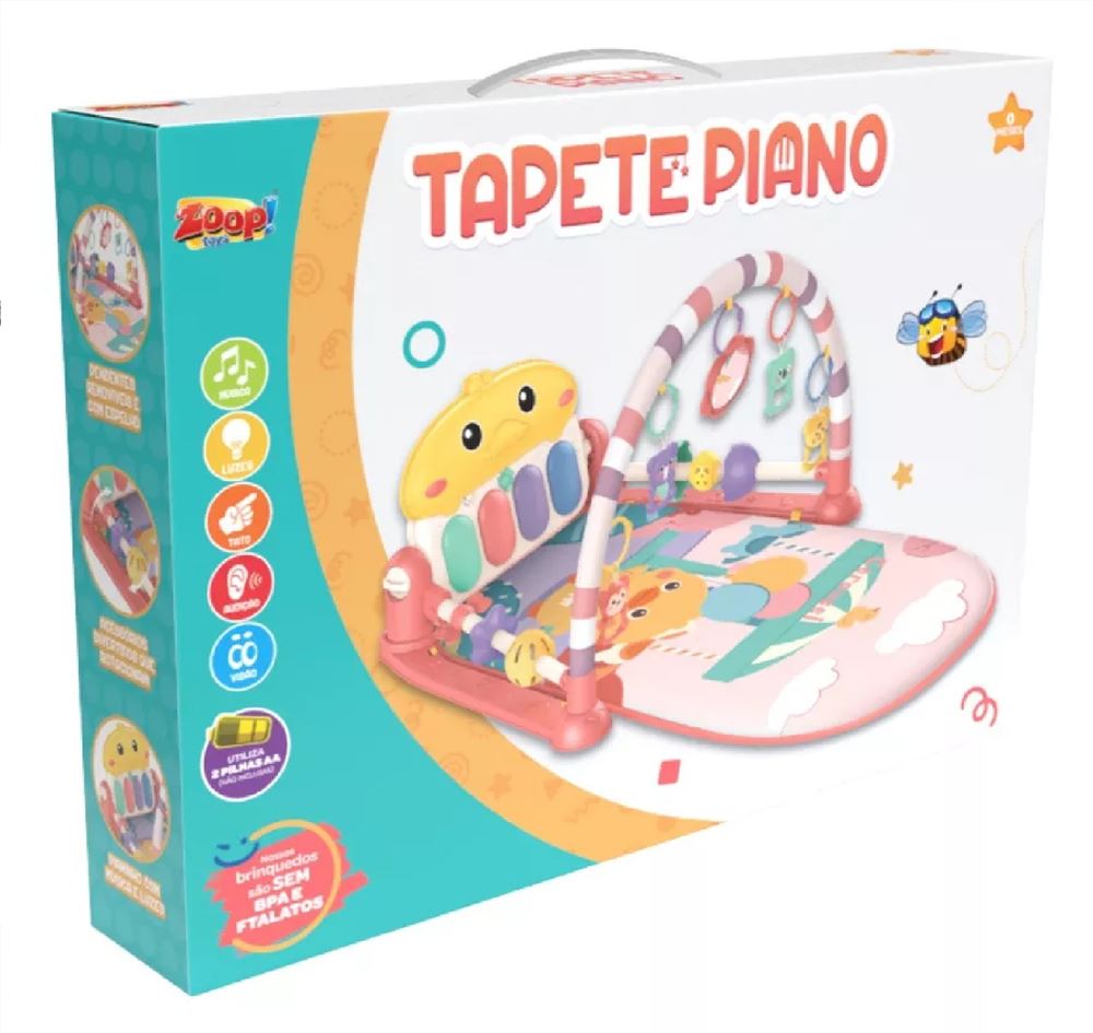 Piano Musical Animal Rosa Brinquedo Sonoro InfantilBrinquedosBambalalão  Brinquedos Educativos