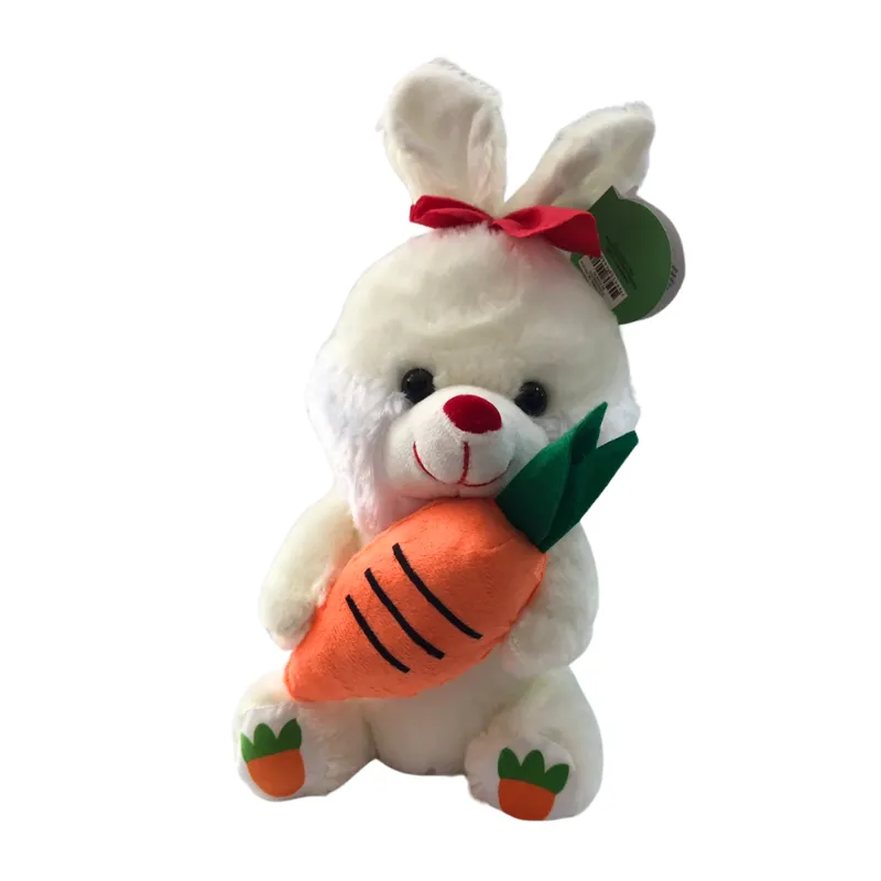Coelho de Pelucia com Cenoura e Laço 25 cm - Tuka Toy - Brinquedos